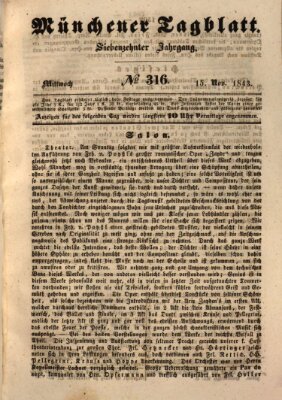 Münchener Tagblatt Mittwoch 15. November 1843