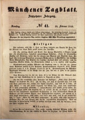 Münchener Tagblatt Samstag 10. Februar 1844