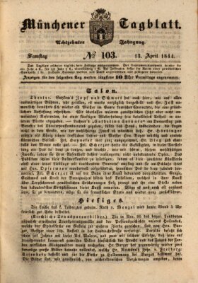 Münchener Tagblatt Samstag 13. April 1844