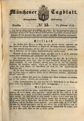 Münchener Tagblatt Samstag 22. Februar 1845