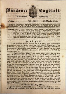 Münchener Tagblatt Freitag 10. Oktober 1845