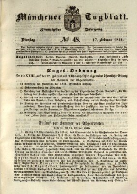 Münchener Tagblatt Dienstag 17. Februar 1846