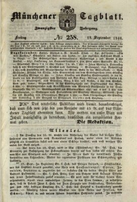 Münchener Tagblatt Freitag 18. September 1846