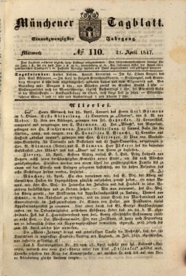 Münchener Tagblatt Mittwoch 21. April 1847