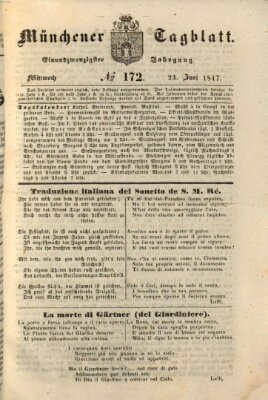 Münchener Tagblatt Mittwoch 23. Juni 1847