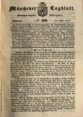 Münchener Tagblatt Mittwoch 21. Juli 1847