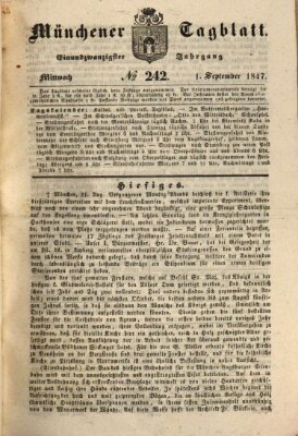 Münchener Tagblatt Mittwoch 1. September 1847