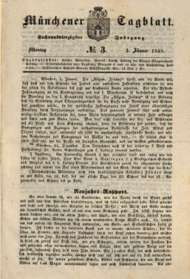 Münchener Tagblatt Montag 3. Januar 1848