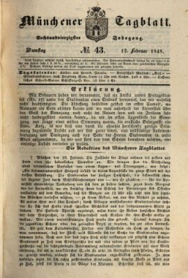 Münchener Tagblatt Samstag 12. Februar 1848