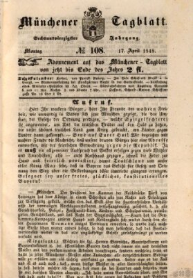 Münchener Tagblatt Montag 17. April 1848
