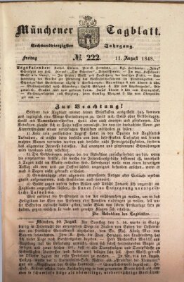 Münchener Tagblatt Freitag 11. August 1848