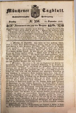 Münchener Tagblatt Samstag 16. September 1848
