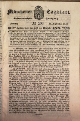 Münchener Tagblatt Sonntag 24. September 1848
