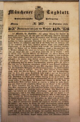 Münchener Tagblatt Montag 25. September 1848