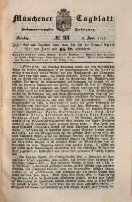 Münchener Tagblatt Dienstag 3. April 1849