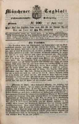 Münchener Tagblatt Mittwoch 11. April 1849