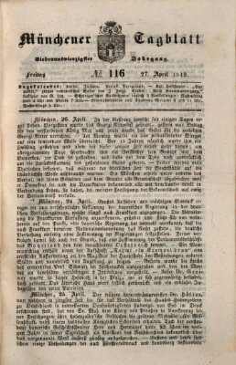 Münchener Tagblatt Freitag 27. April 1849