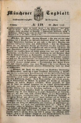 Münchener Tagblatt Sonntag 29. April 1849