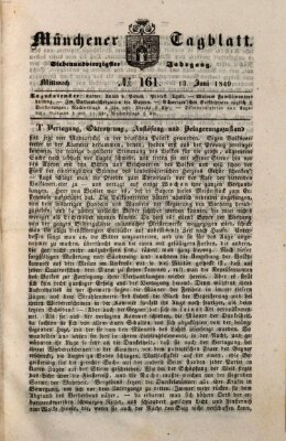 Münchener Tagblatt Mittwoch 13. Juni 1849