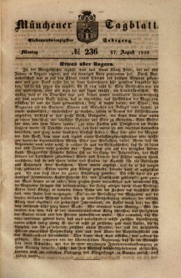 Münchener Tagblatt Montag 27. August 1849