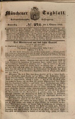 Münchener Tagblatt Donnerstag 4. Oktober 1849
