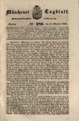 Münchener Tagblatt Dienstag 16. Oktober 1849