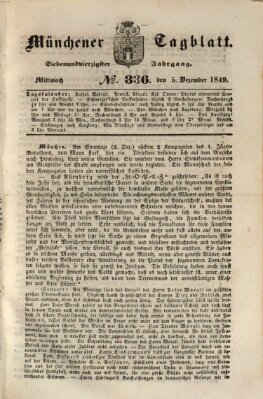Münchener Tagblatt Mittwoch 5. Dezember 1849