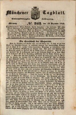 Münchener Tagblatt Mittwoch 12. Dezember 1849