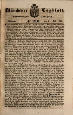 Münchener Tagblatt Mittwoch 31. Juli 1850
