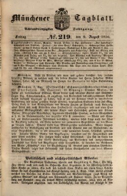 Münchener Tagblatt Freitag 9. August 1850