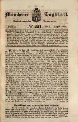 Münchener Tagblatt Sonntag 11. August 1850