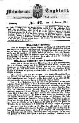 Münchener Tagblatt Sonntag 16. Februar 1851