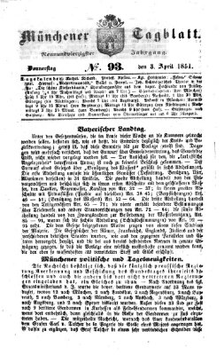 Münchener Tagblatt Donnerstag 3. April 1851