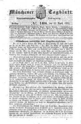 Münchener Tagblatt Freitag 18. April 1851