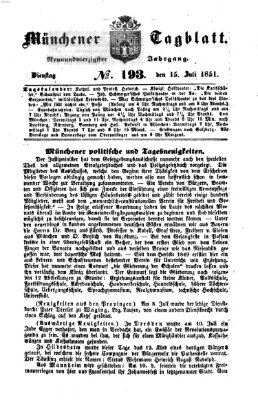 Münchener Tagblatt Dienstag 15. Juli 1851