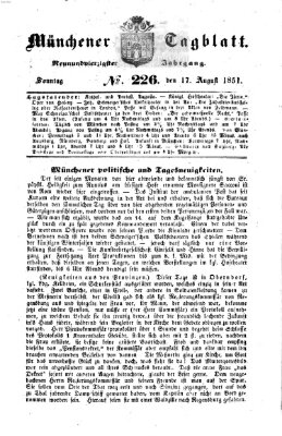 Münchener Tagblatt Sonntag 17. August 1851