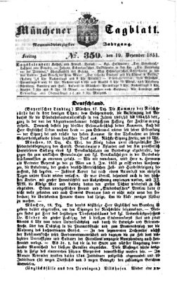Münchener Tagblatt Freitag 19. Dezember 1851