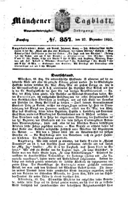 Münchener Tagblatt Samstag 27. Dezember 1851