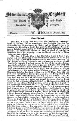 Münchener Tagblatt für Stadt und Land (Münchener Tagblatt) Sonntag 8. August 1852