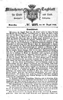 Münchener Tagblatt für Stadt und Land (Münchener Tagblatt) Donnerstag 26. August 1852