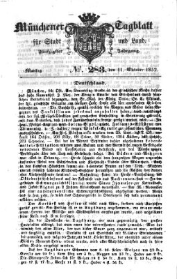 Münchener Tagblatt für Stadt und Land (Münchener Tagblatt) Montag 11. Oktober 1852