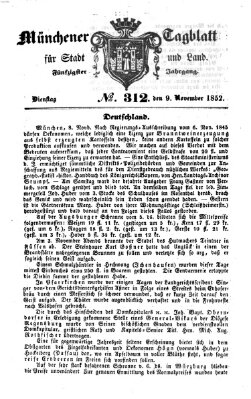 Münchener Tagblatt für Stadt und Land (Münchener Tagblatt) Dienstag 9. November 1852