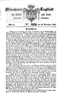 Münchener Tagblatt für Stadt und Land (Münchener Tagblatt) Montag 29. November 1852