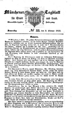 Münchener Tagblatt für Stadt und Land (Münchener Tagblatt) Donnerstag 3. Februar 1853