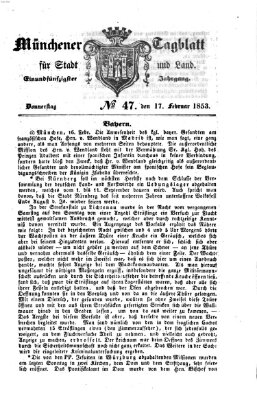 Münchener Tagblatt für Stadt und Land (Münchener Tagblatt) Donnerstag 17. Februar 1853