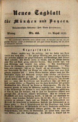 Neues Tagblatt für München und Bayern Montag 13. August 1838