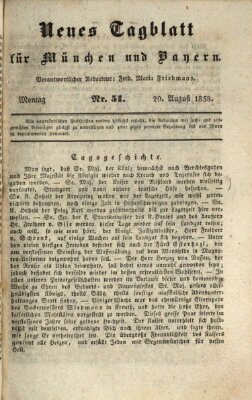 Neues Tagblatt für München und Bayern Montag 20. August 1838