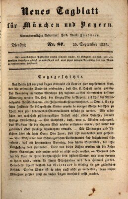 Neues Tagblatt für München und Bayern Dienstag 25. September 1838
