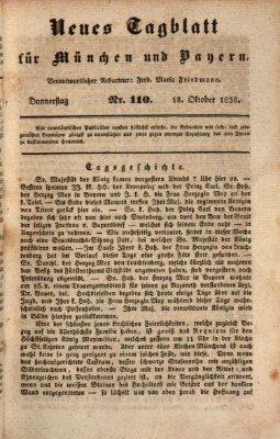 Neues Tagblatt für München und Bayern Donnerstag 18. Oktober 1838