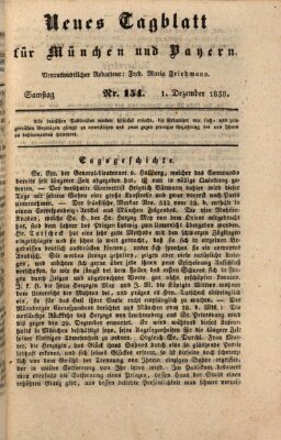 Neues Tagblatt für München und Bayern Samstag 1. Dezember 1838